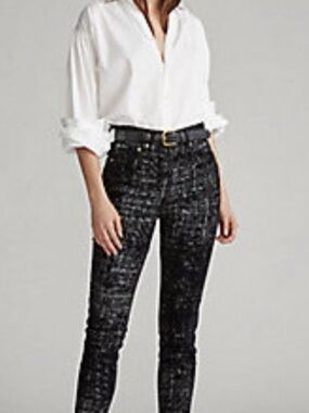 Polo by Ralph Lauren Black Tweed Skinny Pants with Belt #9